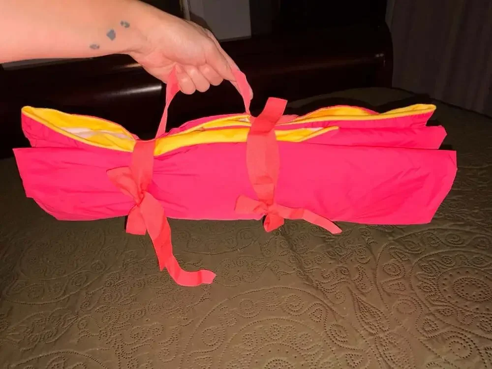 Victoria's Secret Pink Yellow and Orange Striped Roll Up Beach Blanket Towel